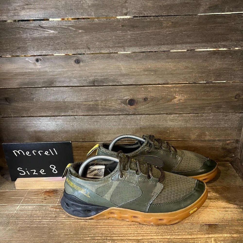 Mens Merrell Tideriser Olive Green Athletic Outdoor Low Shoes Sneakers Size 8 M